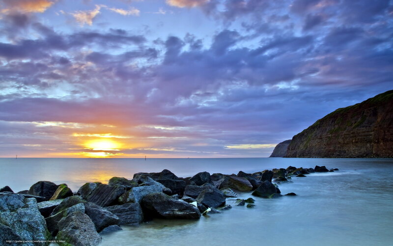 Rocks at Sunset — Blue, Serene, Photograph