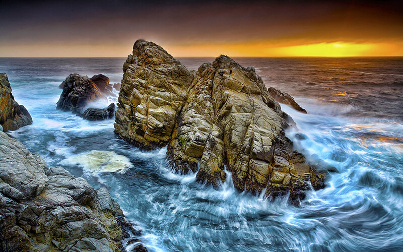 Rocks at Sunset by the Sea