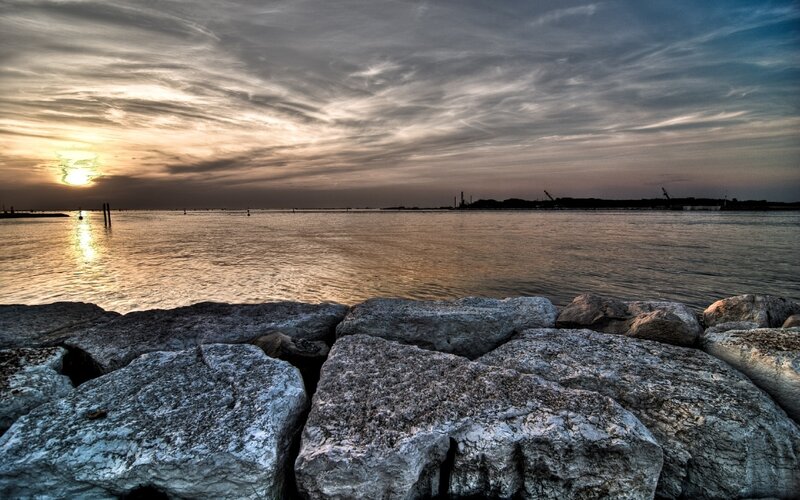Rocks at Sunset — Gray