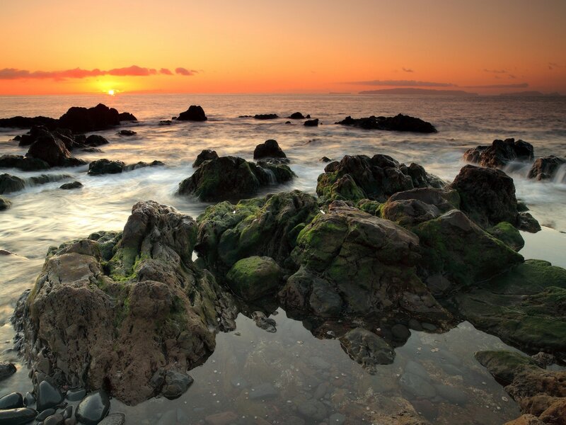 Rocks at Sunset — Ocean
