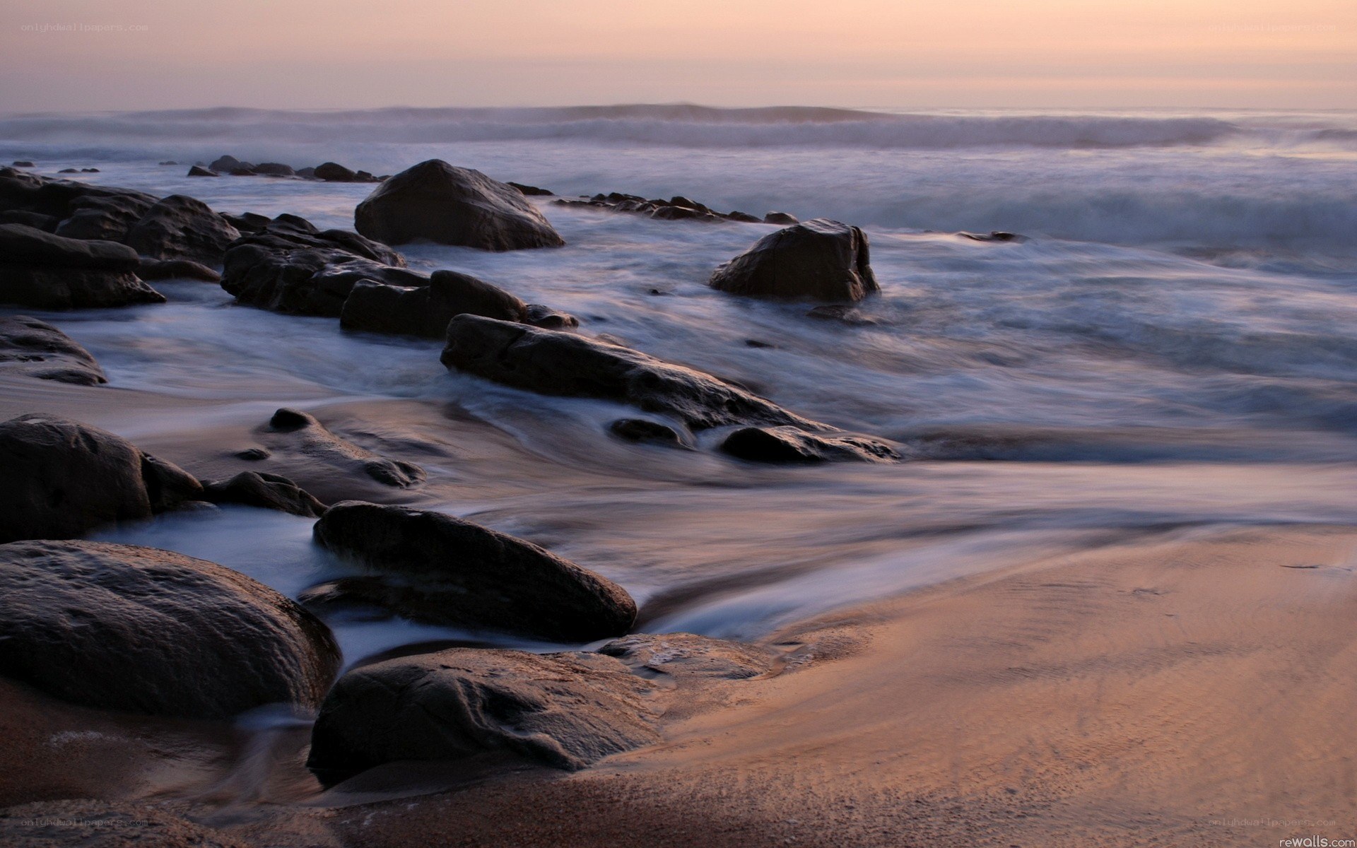 rocks at sunset on the beach