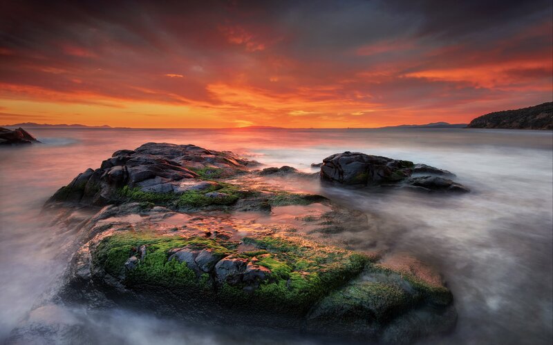 Rocks at Sunset — Orange, Dramatic