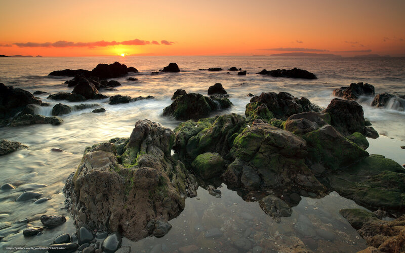 Rocks at Sunset — Orange, Serene