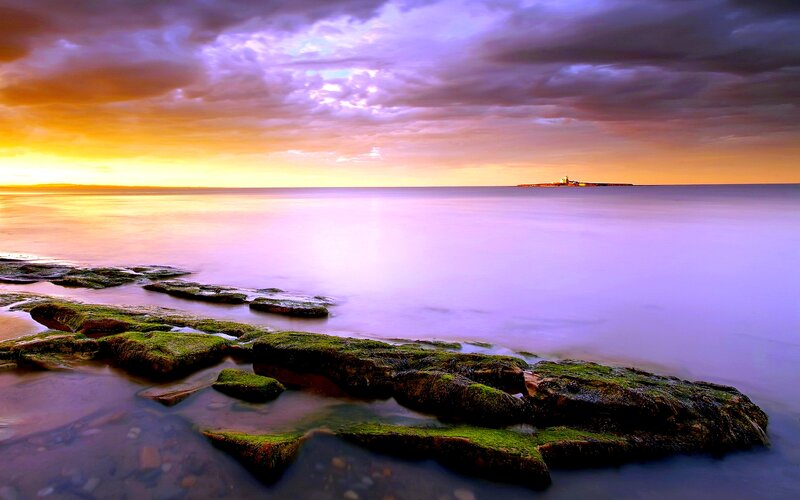Rocks at Sunset — Purple, Dramatic, Photograph