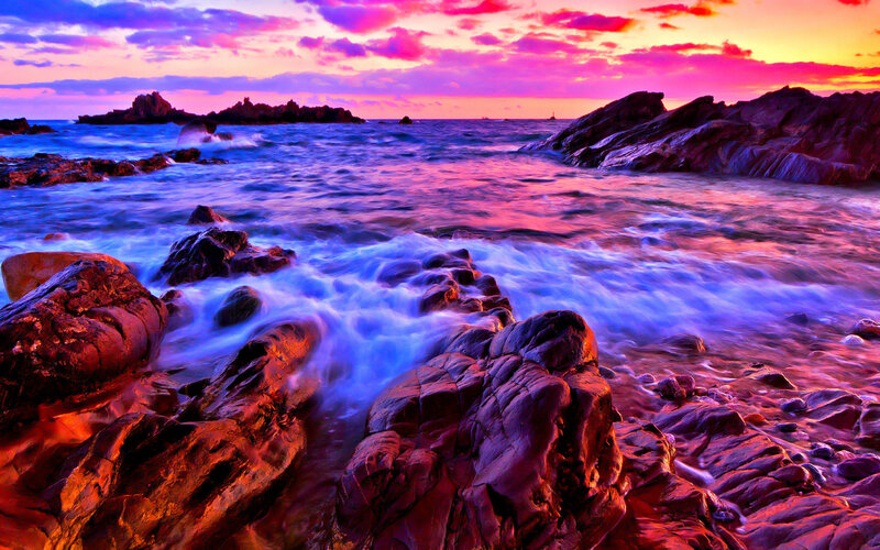 Rocks at Sunset — Purple, Dramatic
