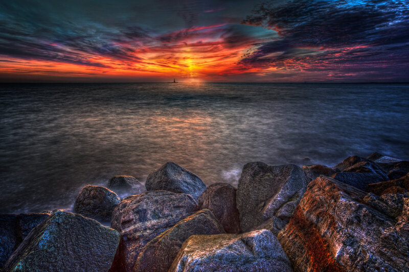 Rocks at Sunset — Red, Dramatic