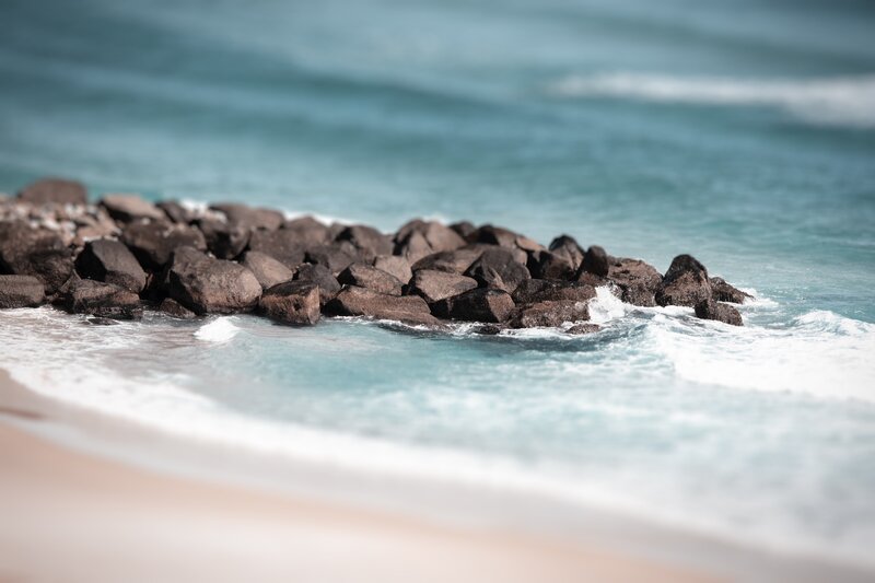 Rocks at the ocean's edge