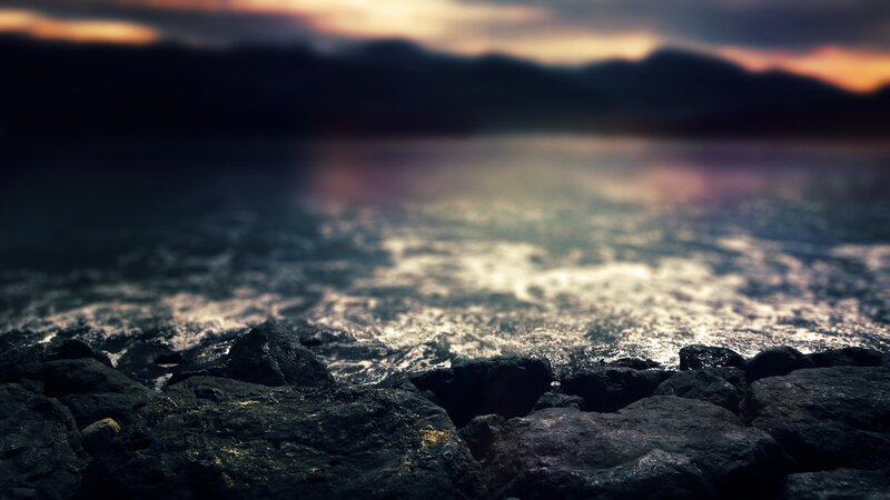 Rocks at Water's Edge — Black