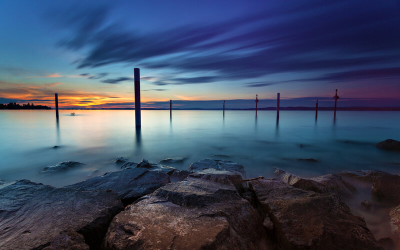 Rocks at Water's Edge — Blue