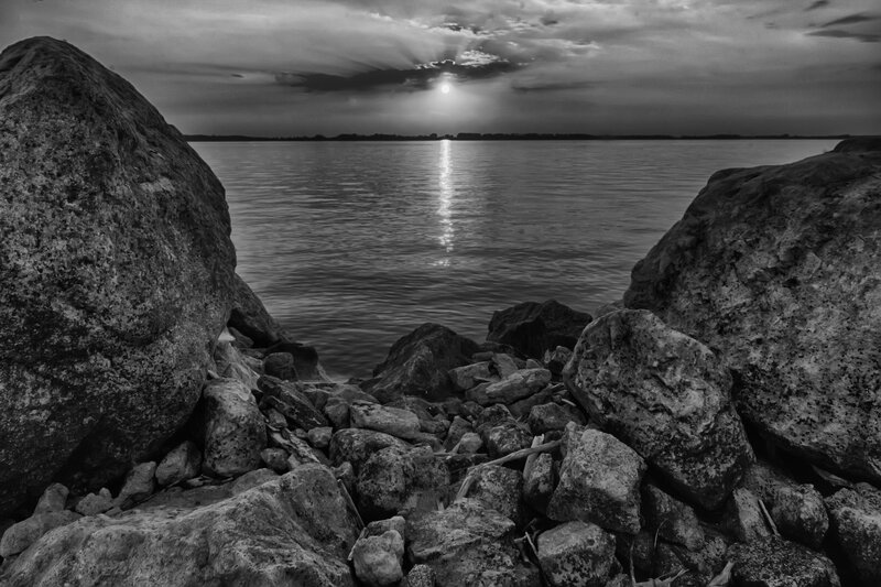 Rocks by Water at Sunset