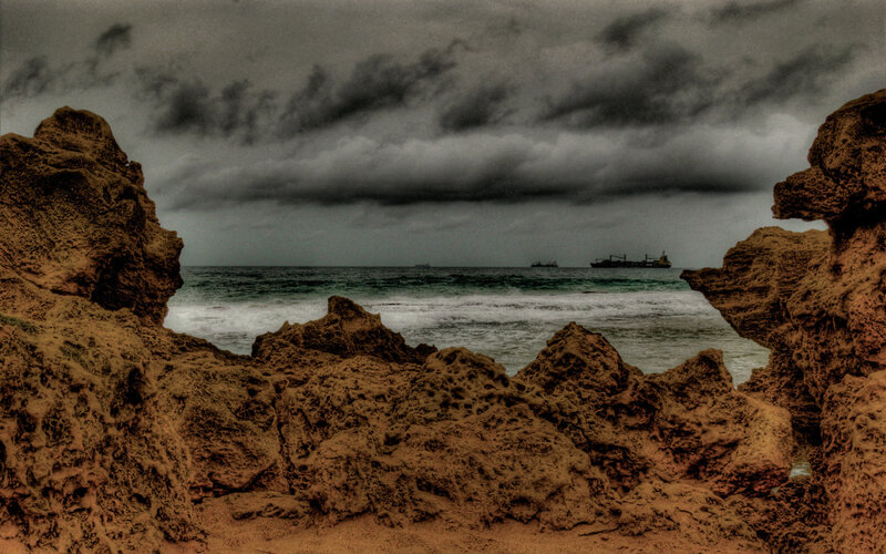 Rocks framing ocean view