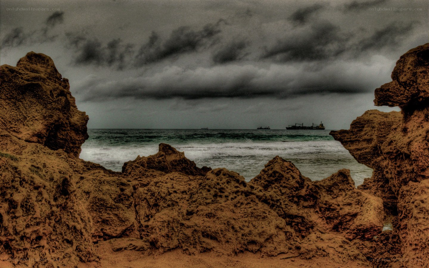 Rocks framing ocean view