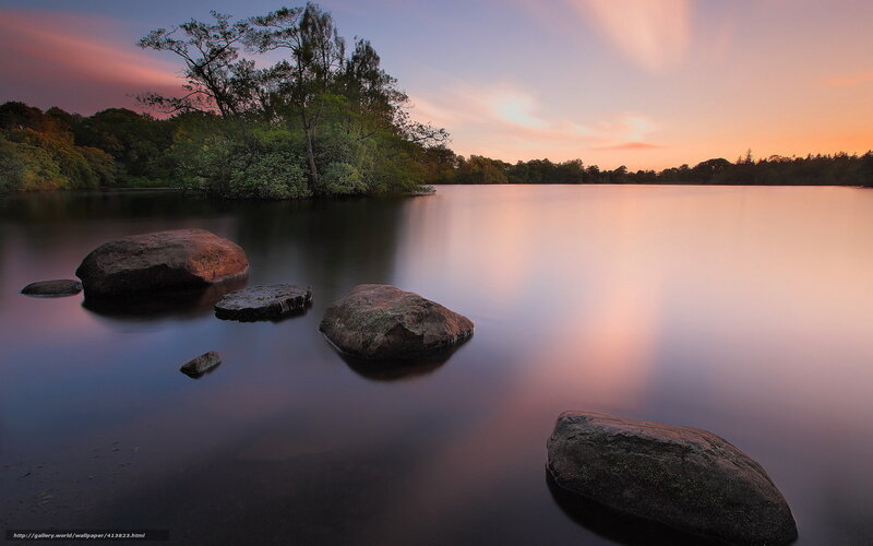 Rocks in Calm Lake — Pink