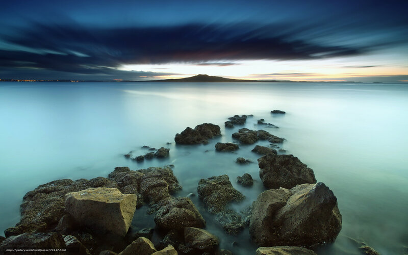 Rocks in Calm Water — Blue, Serene