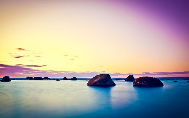 Rocks in Calm Water — Purple, Serene