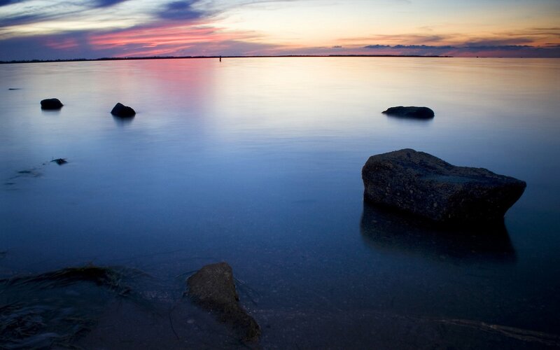 Rocks in Calm Water — Sky