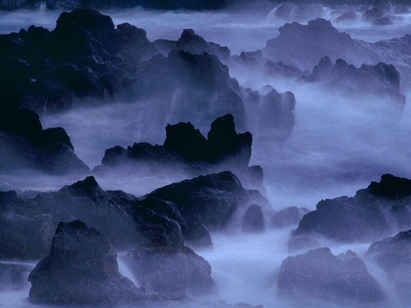 Rocks in Crashing Waves — Blue