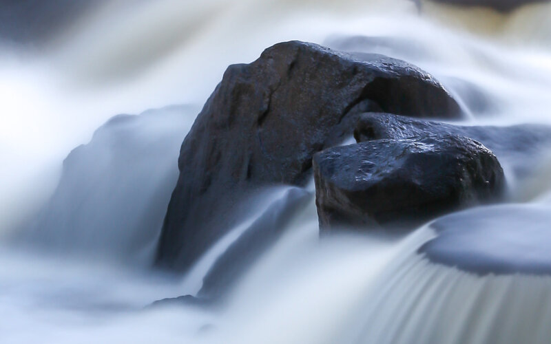 Rocks in Flowing Water — Blue, Calm
