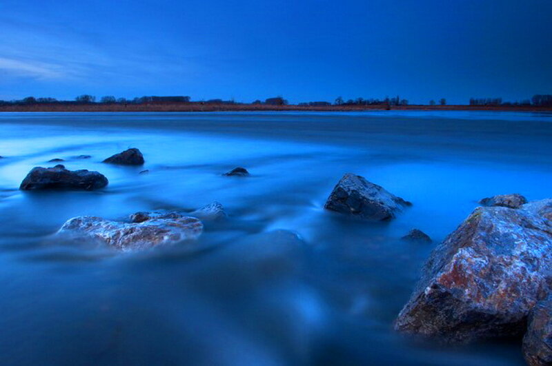 Rocks in Flowing Water — Blue