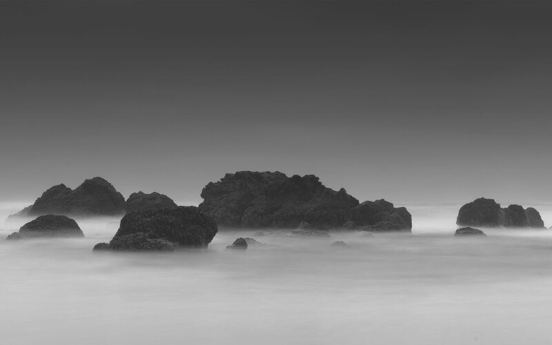 Rocks in Foggy Water — Black