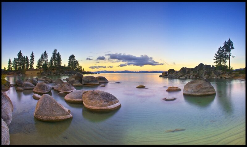 Rocks in Lake Water — Blue, Serene