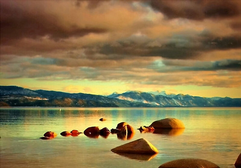 Rocks in Lake Water — Gold