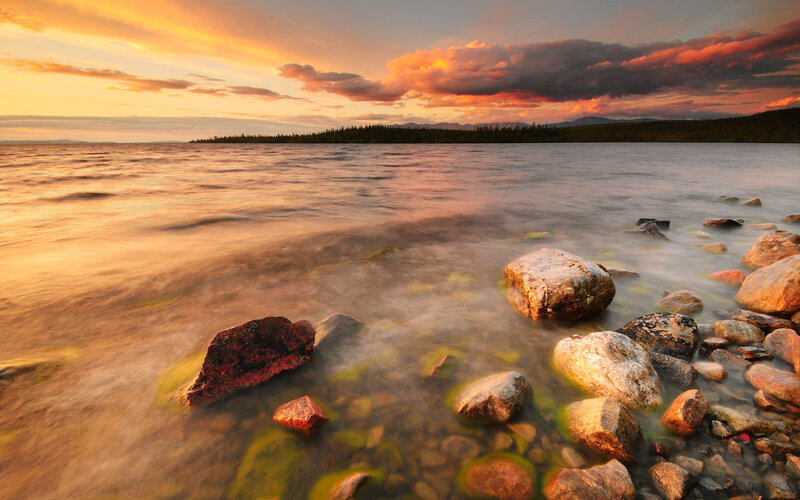 Rocks in Lake Water — Orange