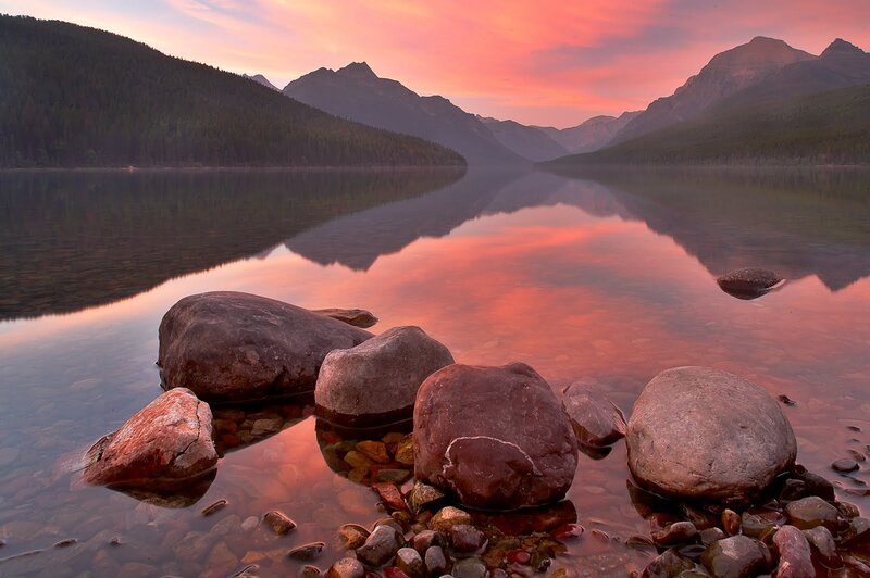 Rocks in Lake Water — Pink