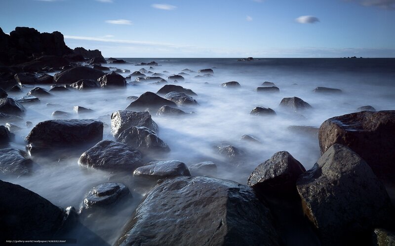 Rocks in Ocean Water — Blue, Serene, Morning