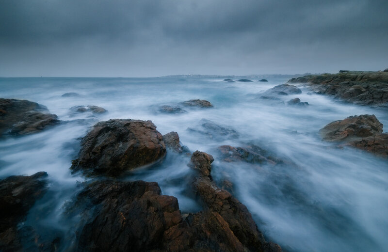 Rocks in Ocean Waves — Blue