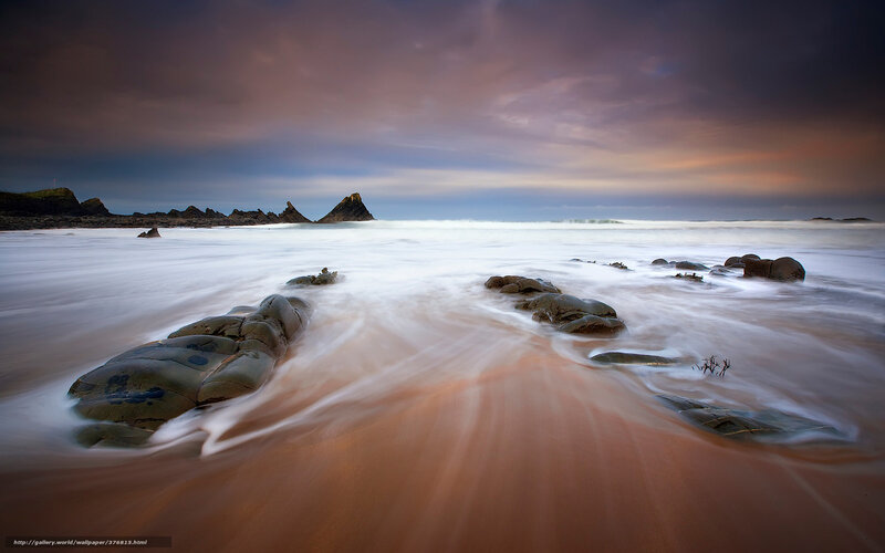Rocks in Ocean Waves — Purple