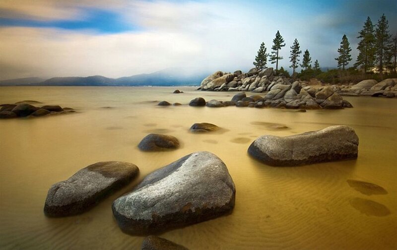 Rocks in Shallow Water — Brown, Serene
