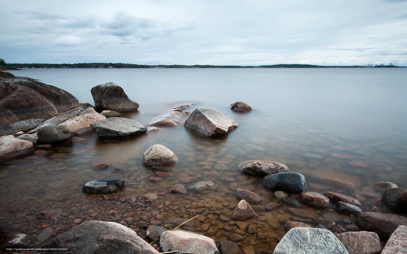 Rocks in Shallow Water — Gray, Calm, Morning