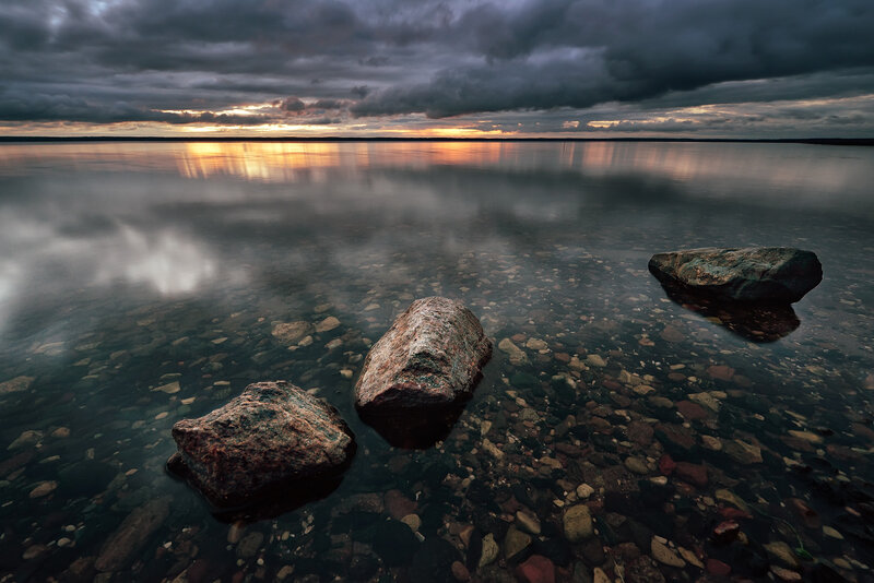 Rocks in Shallow Water — Gray, Dramatic