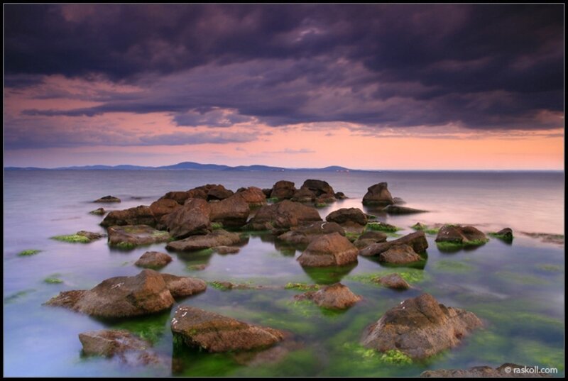 Rocks in Shallow Water — Purple, Dramatic