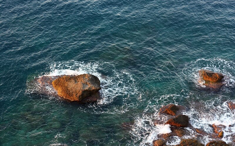 Rocks in the ocean waves