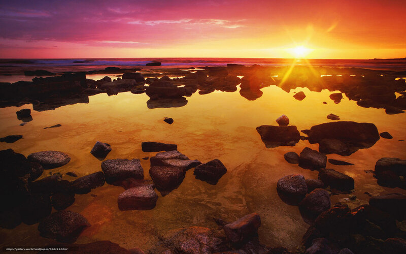 Rocks in Tidal Pool — Orange, Dramatic
