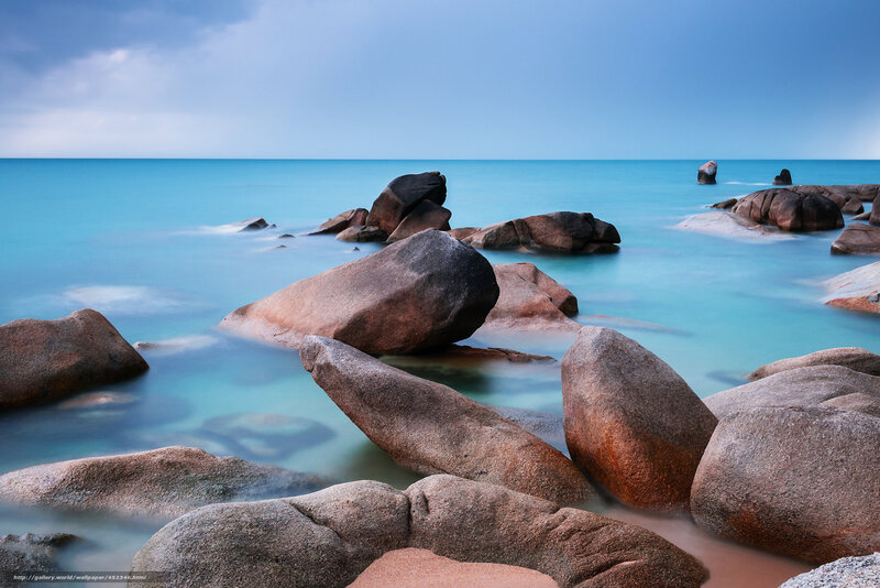 Rocks in Turquoise Water — Blue, Serene