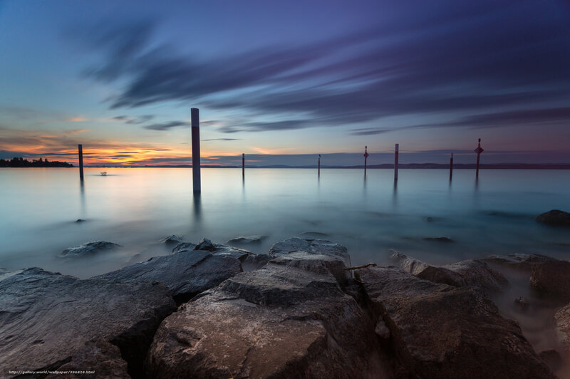 Rocks in Water at Dusk
