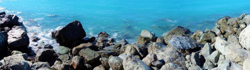 Rocks on a Beach — Blue, Calm
