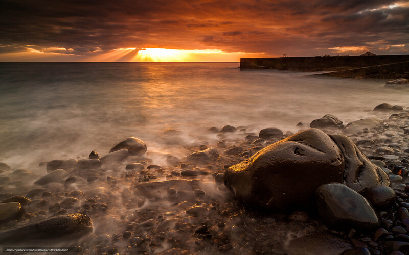 Rocks on a Beach — Orange, Dramatic