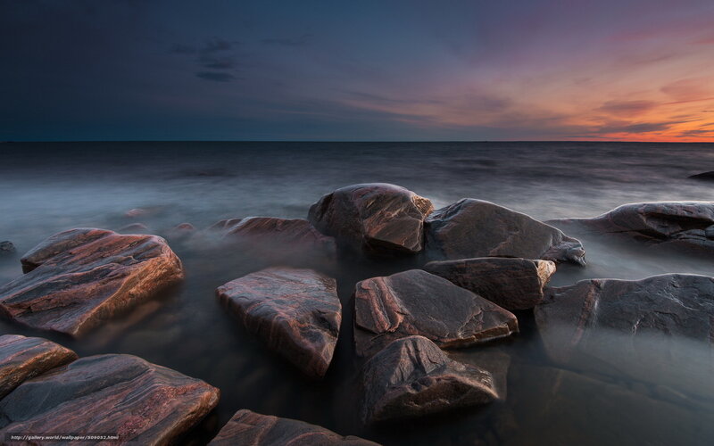 Rocks on a Beach — Purple, Serene