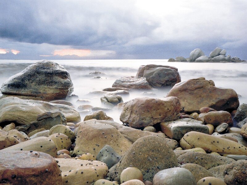 Rocks on a stormy beach