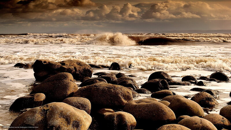 Rocks on a stormy beach