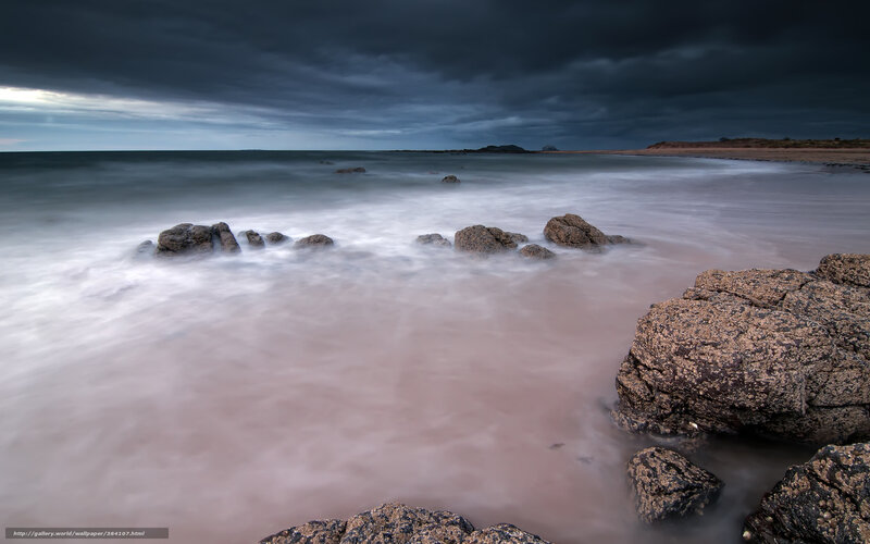 Rocks on Beach at Storm