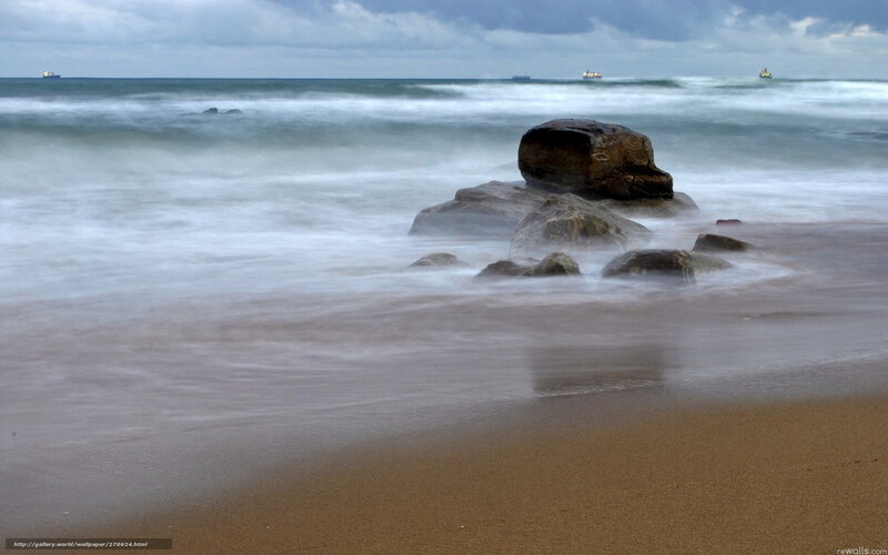 Rocks on Beach — Blue, Calm