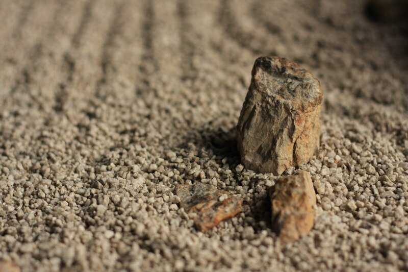 Rocks on gravel surface