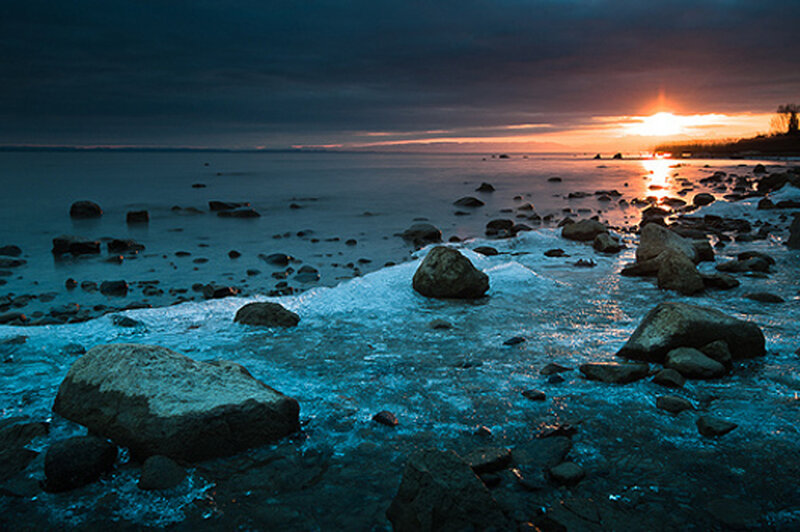 Rocks on Icy Shore