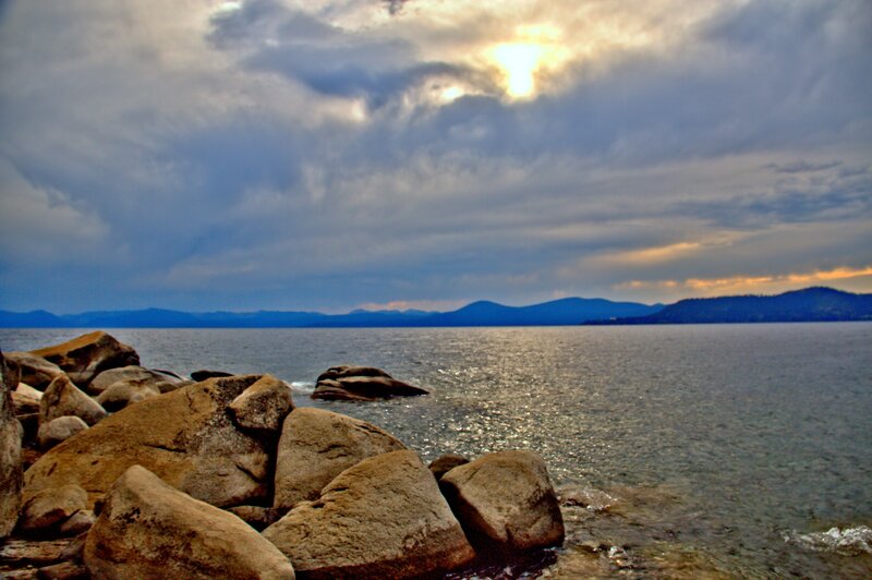 Rocks on Lake Shore — Blue, Dramatic