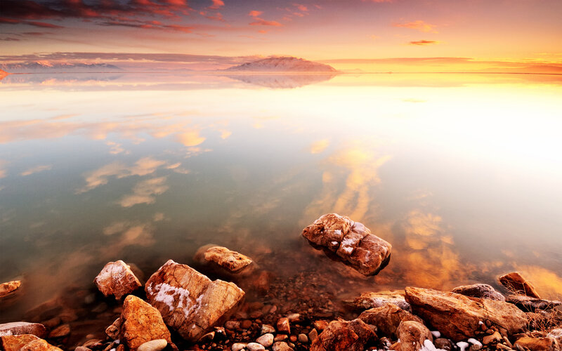 Rocks on Lake Shore — Orange